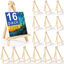 16 Pack 9 Inch Wood Easels, Easel Stand for Painting Canvases, Art and Crafts...