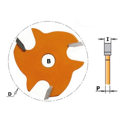 CMT Orange Tools 3 Flute Carbide Tipped Slot Cutters without Arbor 1/16'' Cut L