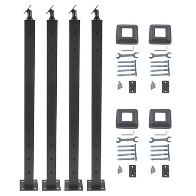 4Pack Black 35'' Corner Cable Railing Post - Stainless Steel Surface Mount Kit