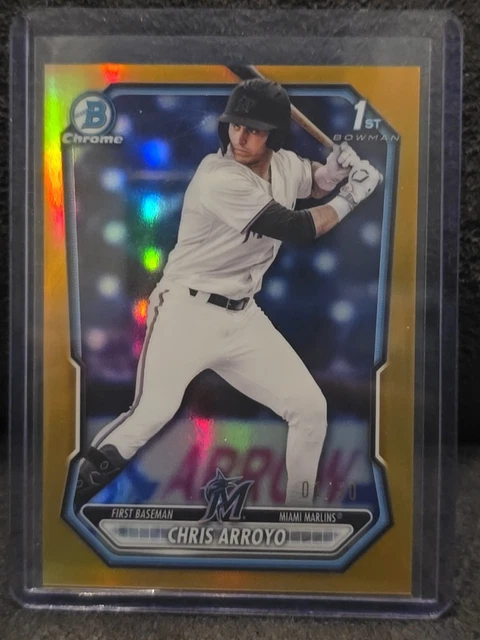 2026 Bowman Chrome Chris Arroyo Gold Chrome Refractor 01/50 Marlins 1st On Print