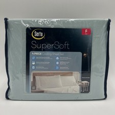 Serta Super Soft Full Sheet Set Slate Blue Microfiber 4 PC Cooling NEW