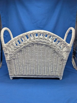 Rattan Wicker Woven Basket Magazine Holder Shabby Chic Cottagecore China - Image 1 of 4