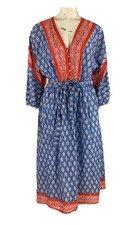 J Crew Sz S 100% Cotton Boho Peasant Floral Print Midi Dress Coastal Cowgirl  BI