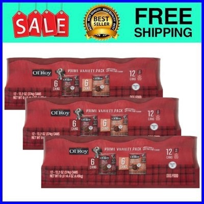 Ol' Roy Prime Variety Wet Dog Food 12 Ct 13.2 oz 3-Pack Fast Ship USA
