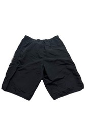 VTG Nike Shorts Mens M Black Nylon Windbreaker Mesh Lined Drawstring Y2K