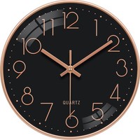 Stiller Wanduhr 25 Cm Batteriebetrieben Nicht-Tickend Mit 3D-Goldzahlen Quarz...