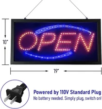 "Flashing" LED Open Sign 19"x10" Bright Neon Light Display Board for Storefront