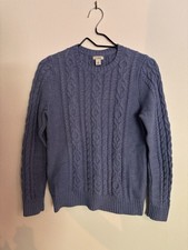 L.L. Bean NWOT S Blue Cable Knit Sweater Long Sleeve 100 Cotton Outdoor Coastal