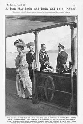 SMY HOHENZOLLERN Treffen Zar von Russland & Deutscher Kaiser - Antiker Druck 1909