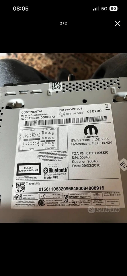 Autoradio Digitale Alfaromeo originale - Immagine 2 di 2