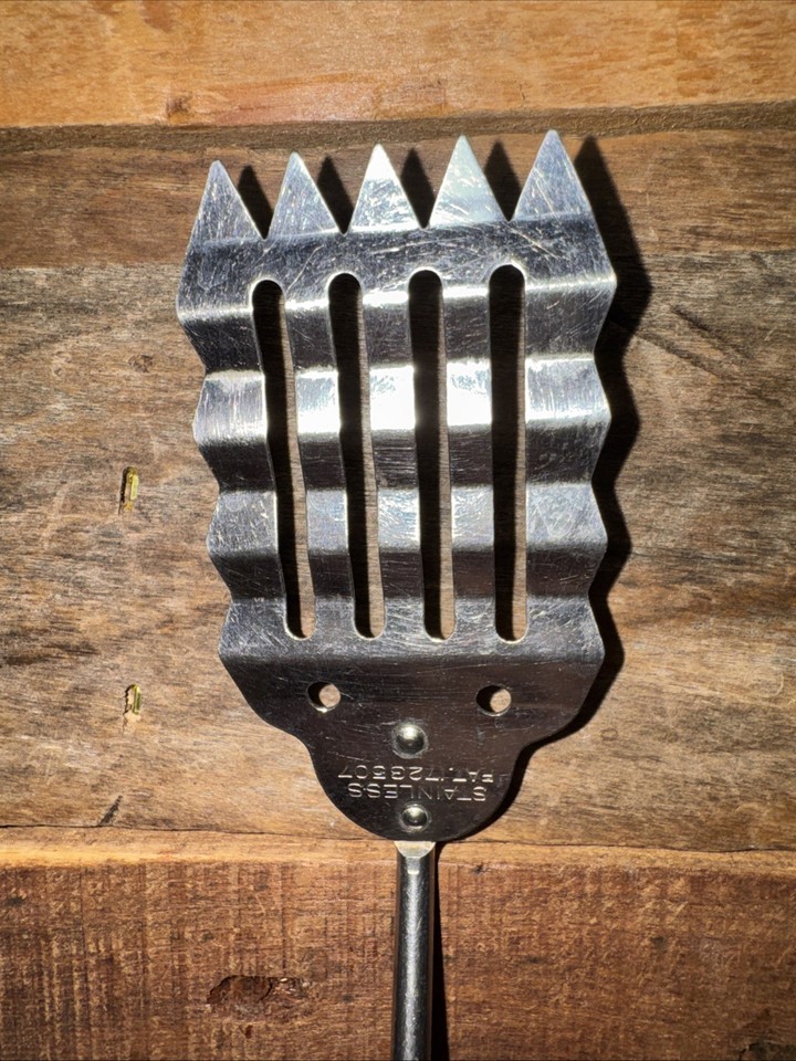 Rare Vintage Stainless Steel w/Red Bakelite Handle Slotted Mini Forked ...