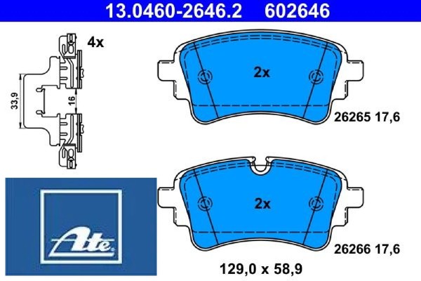 ATE 13.0460-2646.2 Bremsbelagsatz FüR Scheibenbremse Bremsbelagsatz FüR Audi-image