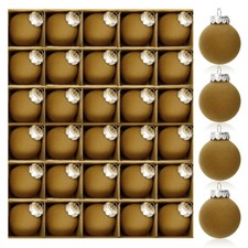 30 Pcs Light Brown Velvet Christmas Balls,2.36 Inch Flocked Ornaments Christm...