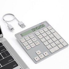 Rechargeable Wireless Number Pad for Laptop - 2-in-1 Dual Bluetooth  Wired N...
