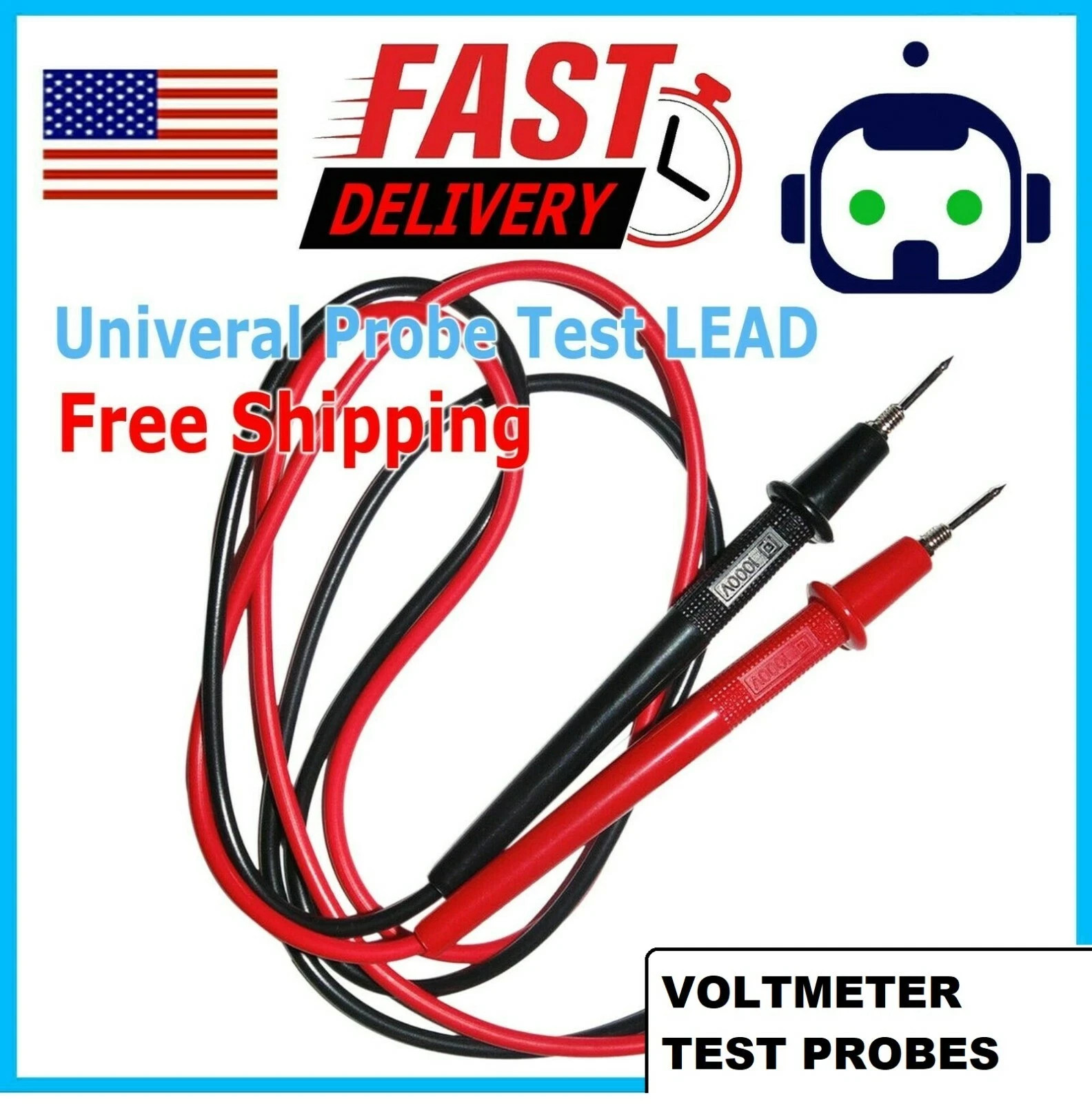 1 Pair Multimeter Voltmeter Test Probe Leads with Banana Plug Connectors 1000V
