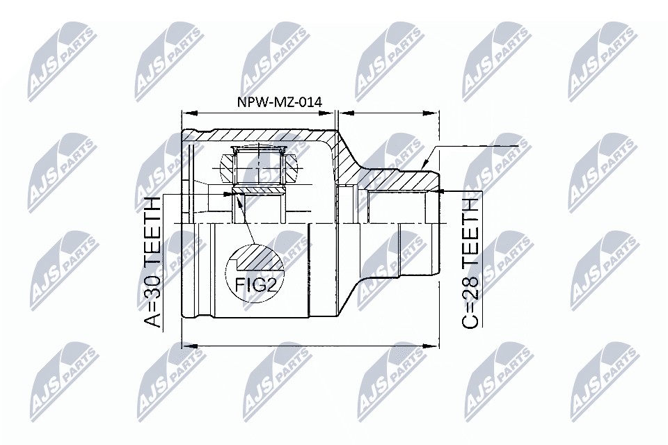 Fits NTY NPW-MZ-014 INNER CV JOINT