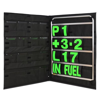 B-G Racing Standard Pit Board Kit - Silver Frame / Hi-Vis Green Numbers