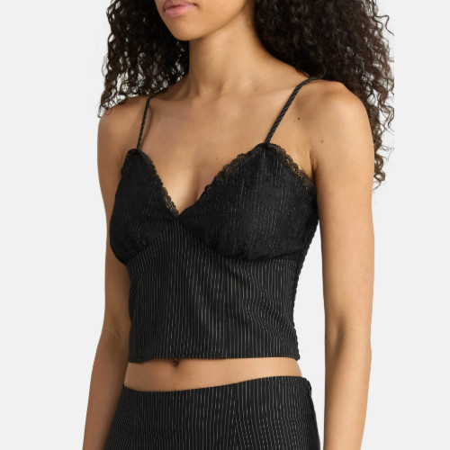 N.W.T No Boundaries Women's Woven Pinstripe Bustier Top and Mini Skirt* 2-Pc Set