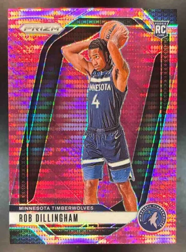 2024-25 Panini Prizm Rob Dillingham Pink Pulsar /42 #250 RC Timberwolves