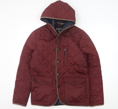 Burton Menswear London Herren Steppjacke rot mit Kapuze S