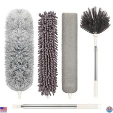 Microfiber Duster with Extension Pole 30-100" Washable Bendable for High