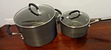 CALPHALON HARD ANODIZED NONSTICK 4 PC. 2Qt SAUCE PAN & 6QT STOCK POT EACH W LID