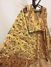 Women  s Indian 3pc Skirt Blouse Set w/ Dupatta Gold Floral Silk Brocade S