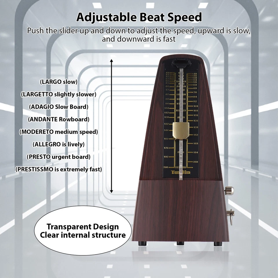 TUNYIN Mechanical Metronome Portable Metronome Adjustable Beat Speed Lightw  - Image 3 of 4