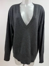 G.Goop Oversized Gray 100% Cashmere Deep V-Neck Sweater SZ S