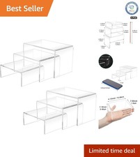 Durable Clear Acrylic Display Risers - 2 Sets of 3", 4", 5" Multi-Purpose Stands