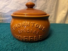 Thornton's Special Toffee Ceramic Lidded Jar Brown Glaze Great Condition
