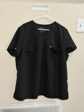 FIGS Catarina One Pocket Black Short Sleeve Scrub Top Size 3XL