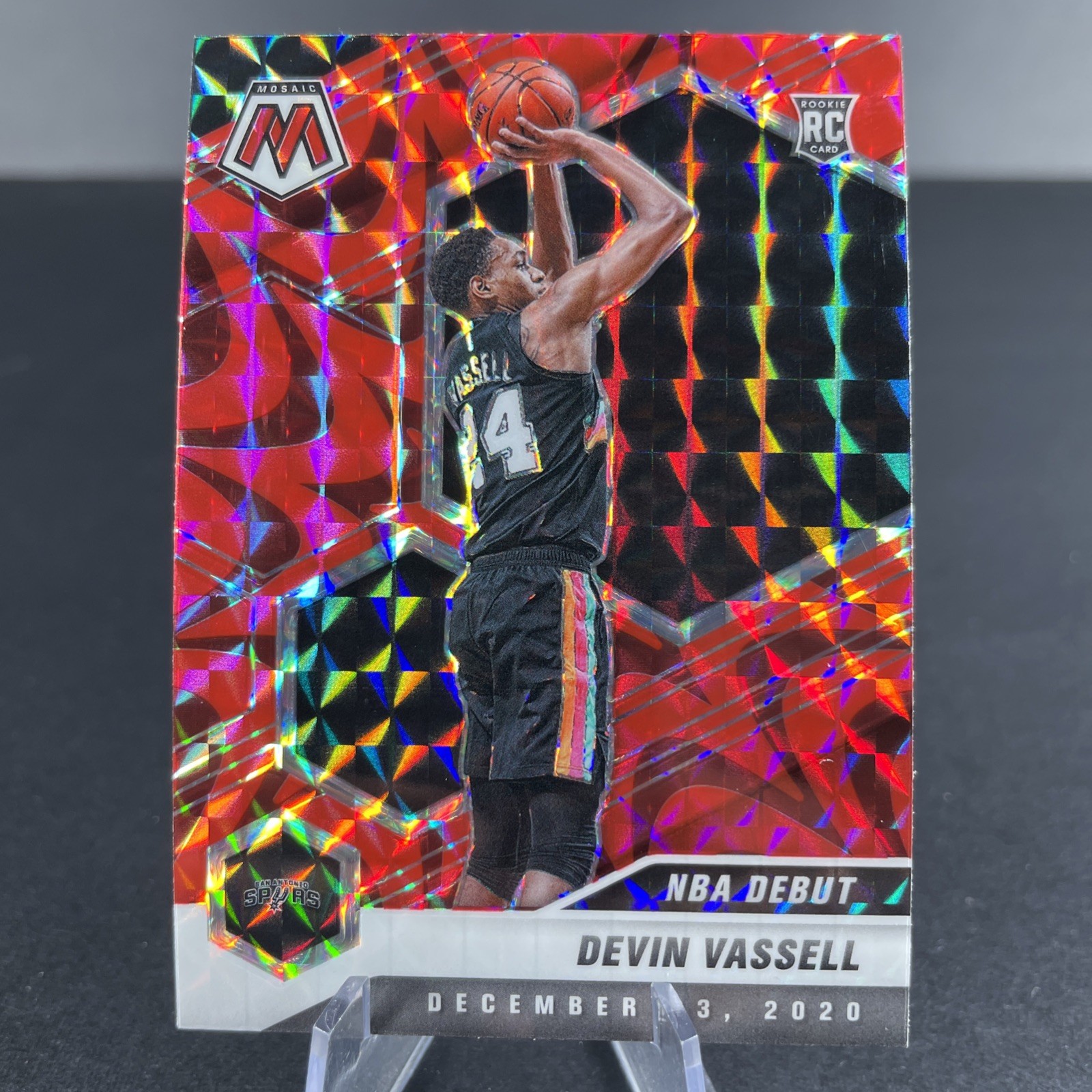 2020 Panini Mosaic Devin Vassell #278 Red Reactive Prizm NBA Debut Rookie RC