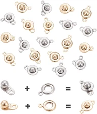 20 Sets 2 Colors Snap Button Clasps Closure Fastener Clasp Ball & Socket Snap fo