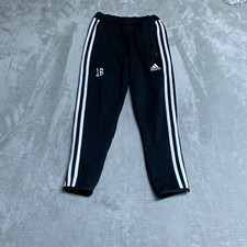 Adidas Track Pants Kids XS Black White Side Stripes Ankle Zip Performance Active