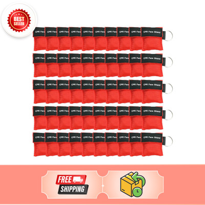 50 Packs CPR Pocket Mask, CPR Face Shield for Keychain, One-Way CPR Emergency...