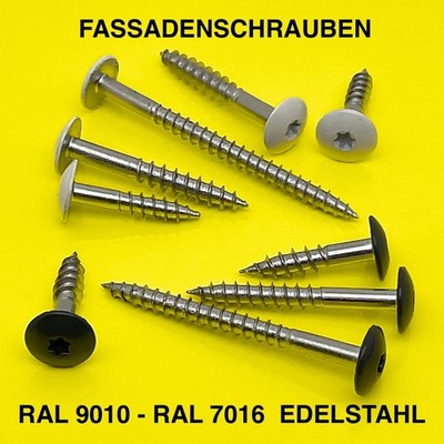 FASSADENSCHRAUBEN EDELSTAHL A2 V2A TX Ø 4,8mm - 5,5mm RAL 9010 RAL 7016 FARBIG