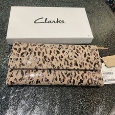CLARKS ROSLYN LEOPARD PRINT LEATHER PURSE NEW BOXED