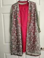 Pakistani Indian Salwar Kameez Dress Suits 3Piece Shirt, Pant And Slip Sz M
