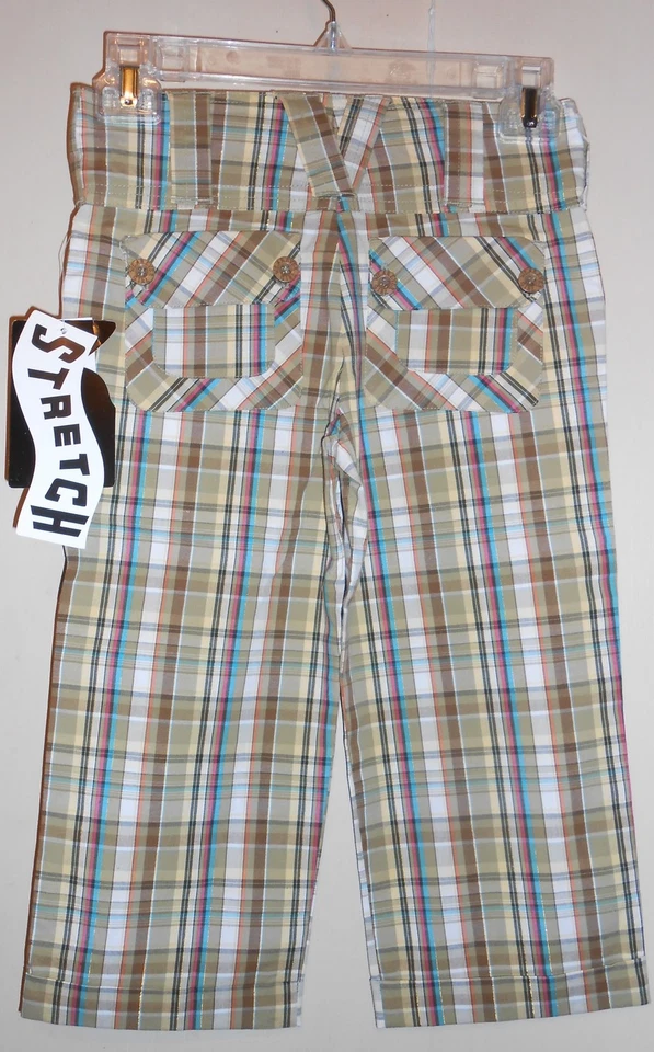 Pantalones capri elásticos a cuadros Wearever Girl marrón 7 nuevos con etiquetas Foto 2 de 3