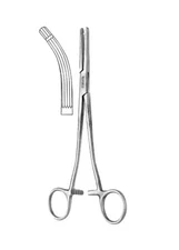 6HEANEY-BALLENTINE Hysterectomy Forceps, 8", Curved, Single Tooth, Long Serrated