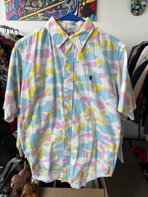 A Bathing Ape Bape Cotton Candy Short Sleeve Button Up Size L