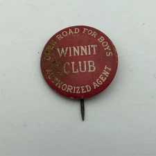 Vtg WINNIT CLUB Authorized Agent Open Road For Boys Badge Button Pinback   B6 