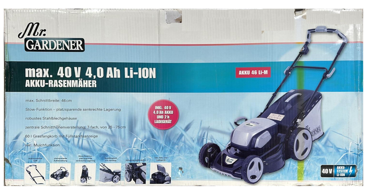 MrGardener Akku-Rasenmäher AKKU 46 Li-M Mulcher 40V | eBay