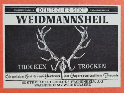 12. Weidmannsheil German Sparkling Wine Dry Advertising Advertising 1960