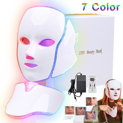 Led Face Mask Light Therapy, 7 Colors LED Facial Red Light Therapy for ...