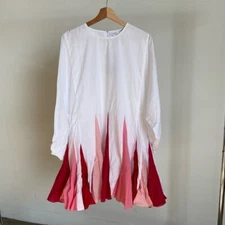 $395 New Rhode Ella Cotton Dress in White and Pink Sz Medium