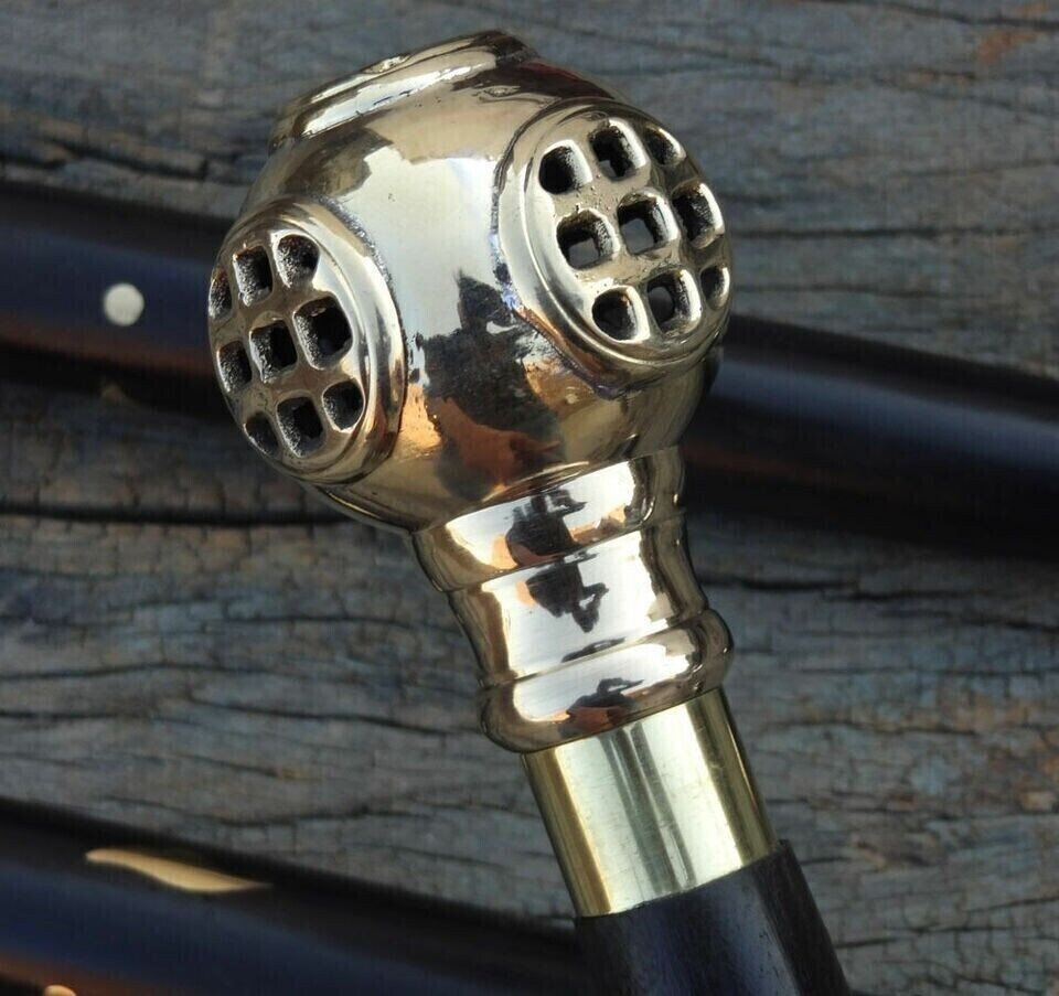 US Navy Diver's Walking Cane Solid Brass Diving H… - image 3