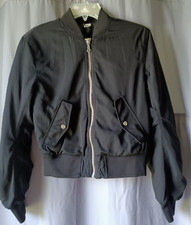 Divided H&M Jacket Black Cropped Bomber Slipp...
