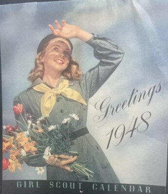 REDUCED! RARE NEW Vintage 1948 GIRL SCOUT WALL CALENDAR/GREAT PICTURES